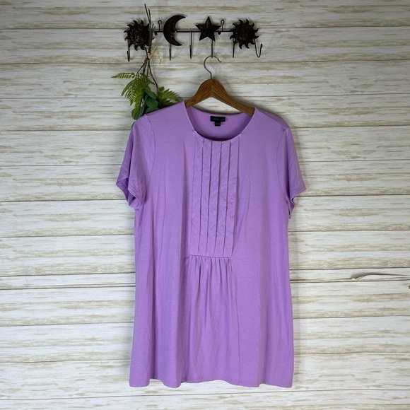 J. Jill Lavender Purple Pleated Scoopneck Tee Tunic - Picture 1 of 5